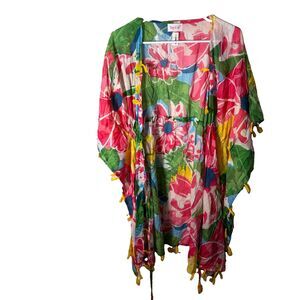 Top It Off Kimono Women's One Size Cotton Colorful Boho Open Lightweight